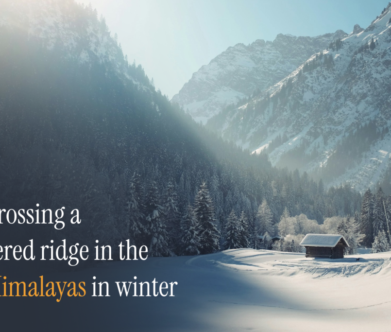 Early winter snow on a Himalayan trekking trail in December